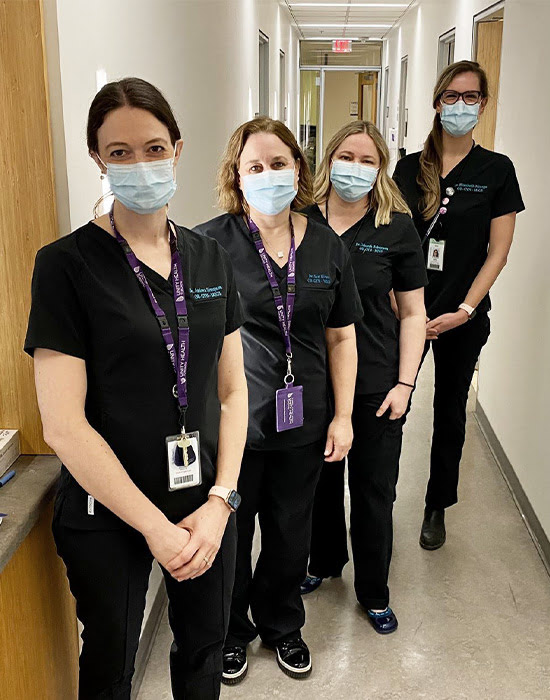 Doctors in the hall of hospital